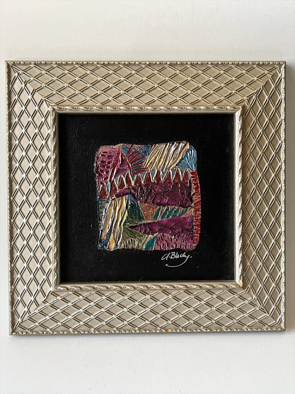 Annette Blady Original Abstract Mixed Media Painting Mountain Rays Signed Framed